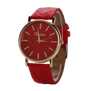 Leather quartz watch